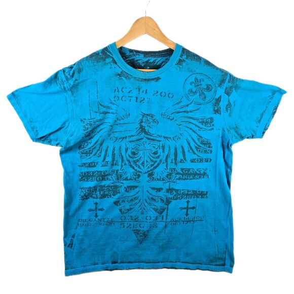 Unbranded Other - Vintage Reversible AOP Cyber Goth Shirt XL Affliction Style Grunge Gothcore